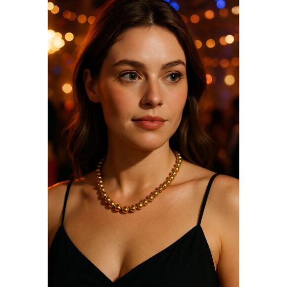 B24 Monet Gold Tone Beaded Necklace Old Hollywood Audrey Hepburn Gossip Girl - Picture 1 of 9